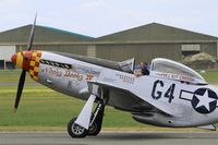 F-AZSB @ LFPB - North American P-51D Mustang, Taxiing to parking area, Paris-Le Bourget (LFPB-LBG) Air show 2015 - by Yves-Q