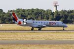 F-GUBF @ LFBD - Embraer EMB-145MP, Reverse thrust landing rwy 05, Bordeaux Mérignac airport (LFBD-BOD) - by Yves-Q