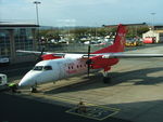 OE-HBB @ EGNS - OE-HBB DHC-8 on lease to Euromax at Ronaldsway Airport . - by Robbo s