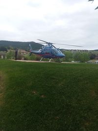 N596LF - Awaiting the patient at St. Peter's Health in Helena, Montana - by Becky Warner