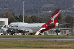 VH-OEJ @ YSCB - Qantas B747-438 VH-OEJ Cn 32914 docked at Canberra International Airport YSCB Gate 5 on 17Jul2020 (with mobile stairs in use), before departing for the last ever Qantas Boeing 747 Passenger Flight.