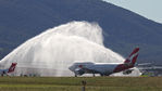 VH-OEJ @ YSCB - Qantas B747-438 VH-OEJ Cn 32914 taxies back to Canberra International Airport YSCB on 17Jul2020 – through a water cannon salute, ending the last ever Qantas Boeing 747 Passenger Flight. The aircraft flew from Kosciuszko NP before returning to YSCB. - by Walnaus47