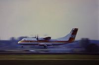 D-BGGG @ EBBR - Landing EBBR 25L by sunset late '90s scan from slide - by j.van mierlo