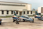 MM54551 @ EGVA - MB-339A number 6 of the Frecce Tricolori display team on the flight-line at the 1987 International Air Tattoo at RAF Fairford, Gloucestershire. - by Peter Nicholson