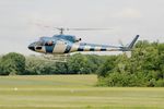 F-HMEG @ LFFQ - Aerospatiale AS-350B-2 Ecureuil, Landing, La Ferté-Alais airfield (LFFQ) Airshow 2015 - by Yves-Q