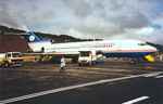 OY-SCC @ LPMA - Boeing 727 OY-SCC from Sterling European Airlines 
seen at Madeira-Funchal Airport shortly after arrival 
from Copenhagen and Billund. Plane built in 1979 and 
registered as OY-SCC from 1995 to 1999. - by Jan Lundsteen-Jensen