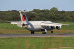 D-AWUE @ LFRB - British Aerospace BAe.146-200, Touchdown rwy 07R, Brest-Bretagne airport (LFRB-BES) - by Yves-Q