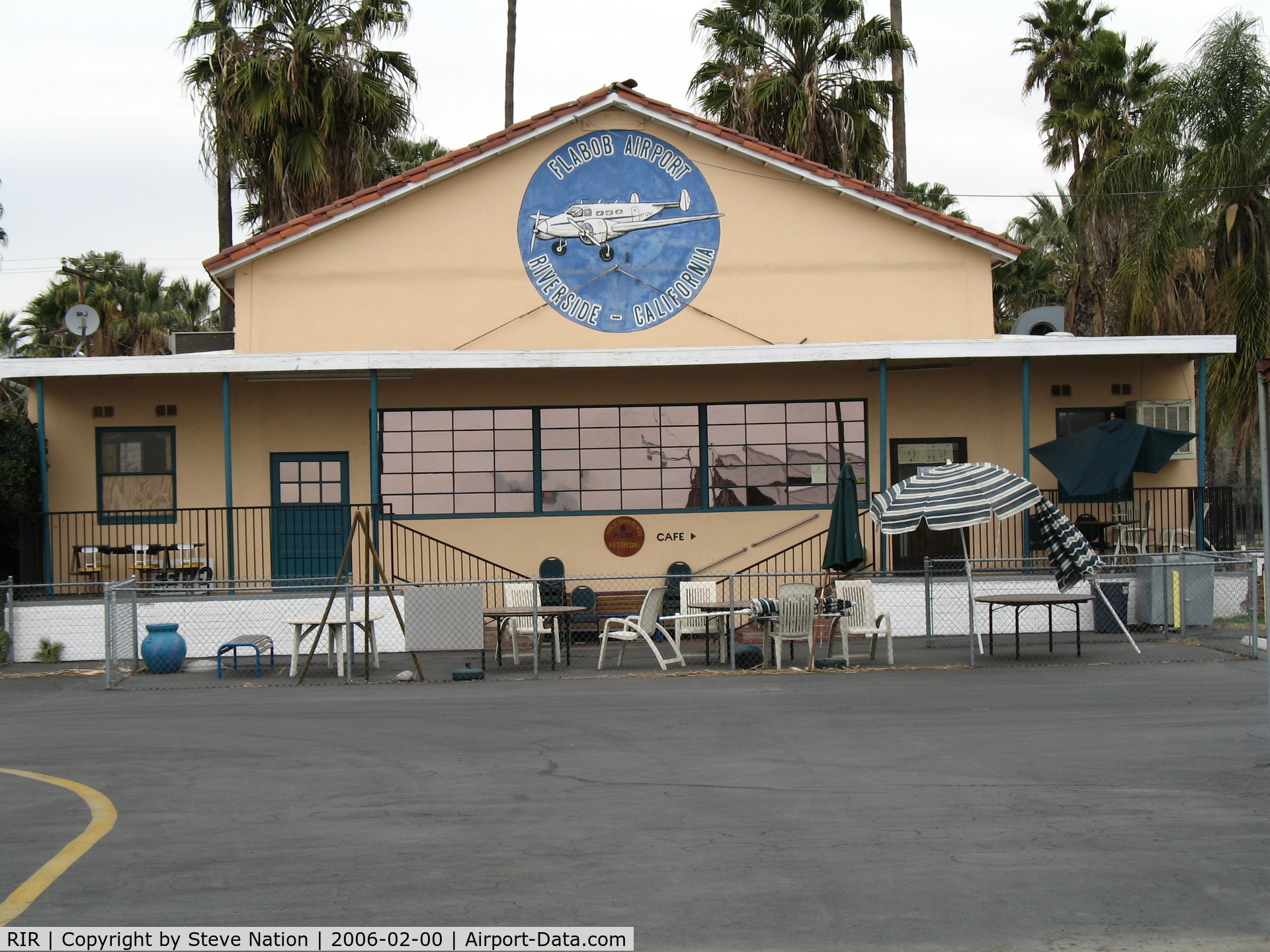 Flabob Airport (RIR) - Airport Cafe and Beech 18 mural at Flabob (Riverside County) Airport, CA