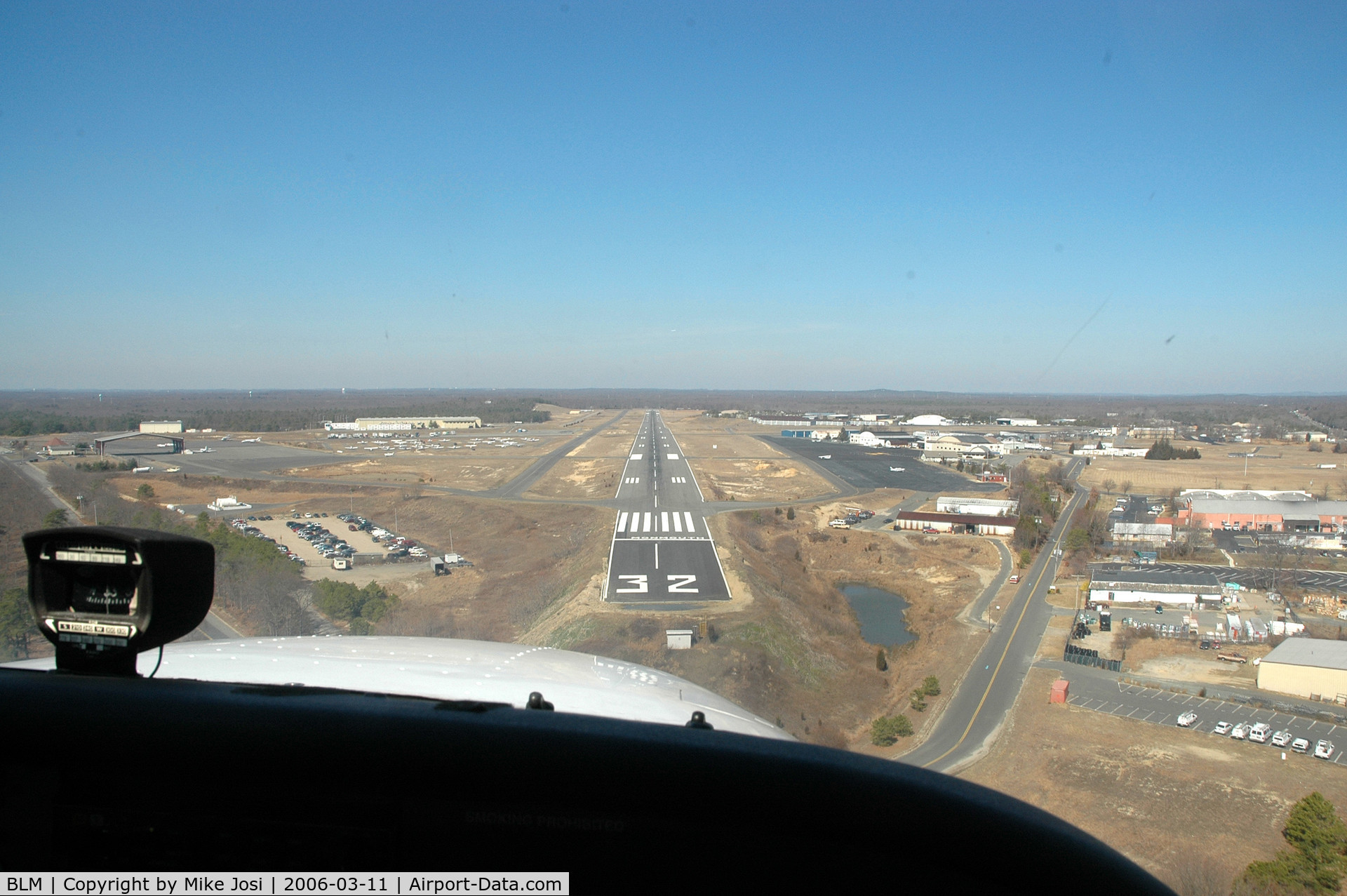 Monmouth Executive Airport (BLM) - Short Final Runway 32, Cessna 172, right seat