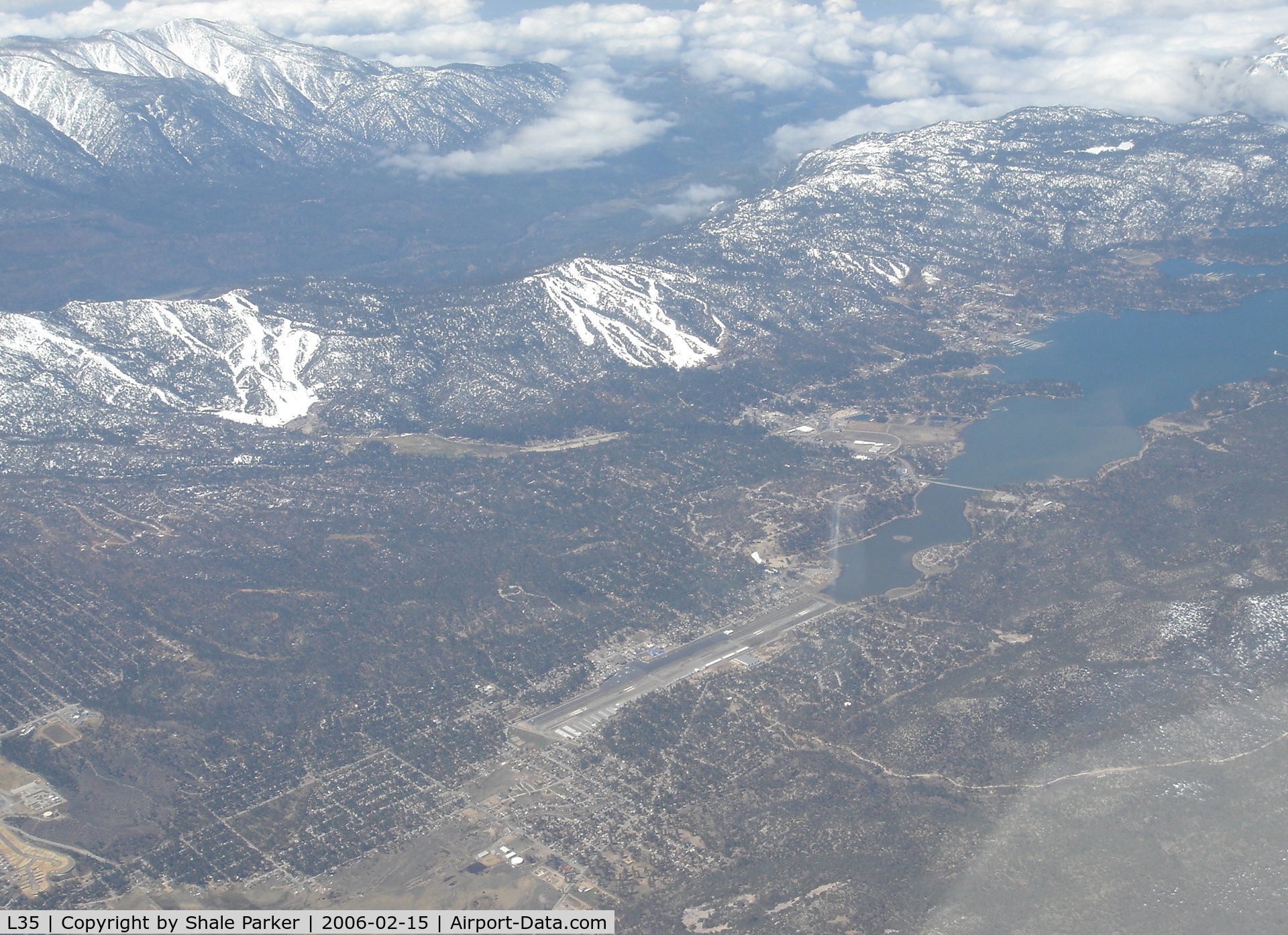 Big Bear City Airport (L35) - Westbound over Big Bear Lake, CA