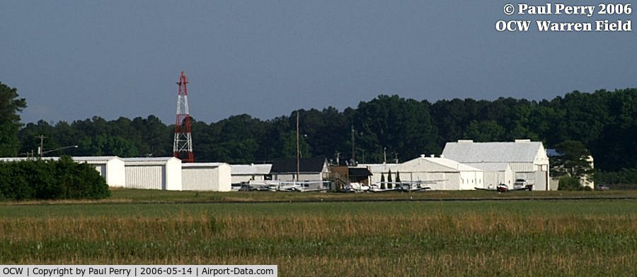 Warren Field Airport (OCW) - Long distance view of the facilites and parking in Washington, NC