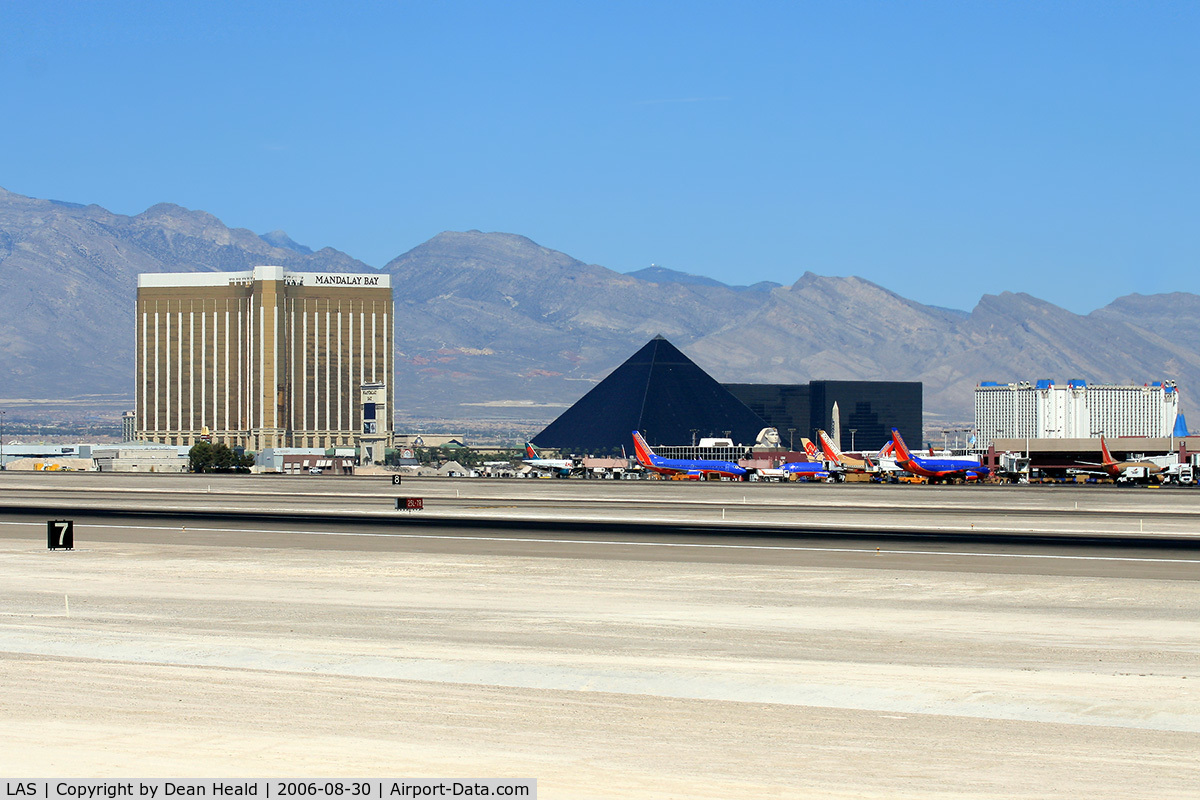 Mc Carran International Airport (LAS) - Looking northwest from the Sunset Viewing Area at McCarran Int'l Airport.