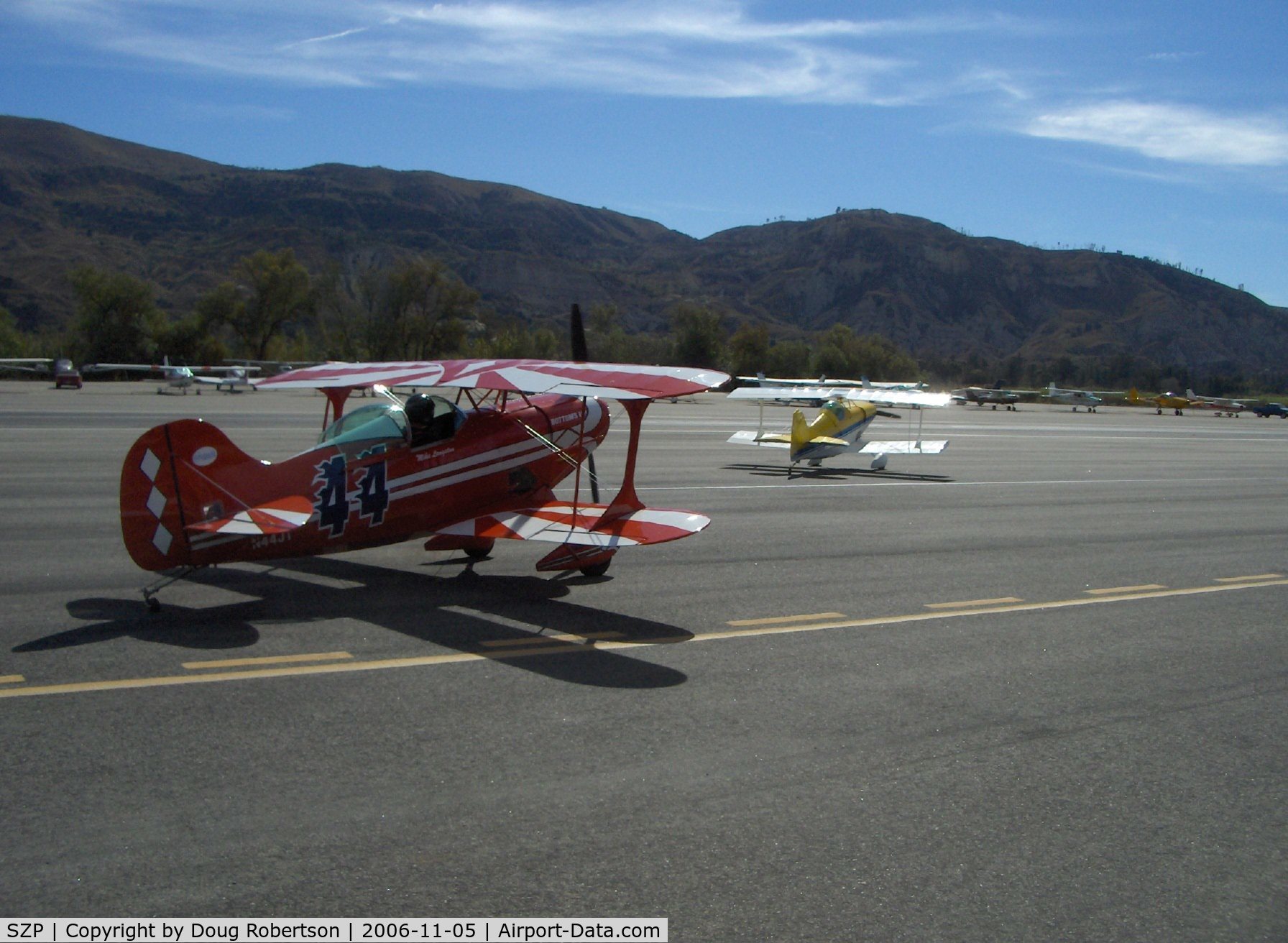 Santa Paula Airport (SZP) - A pair of PITTS S-1S SPECIALS-N44JT and N431ED taxying to Runway 04 for takeoff