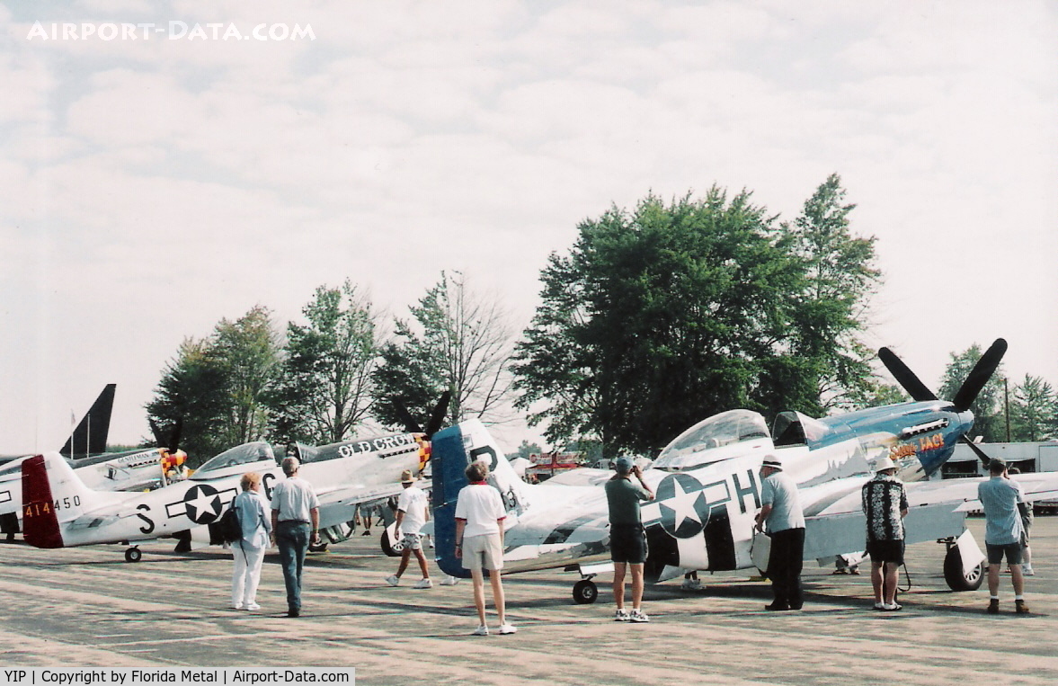 Willow Run Airport (YIP) - P-51s lined up