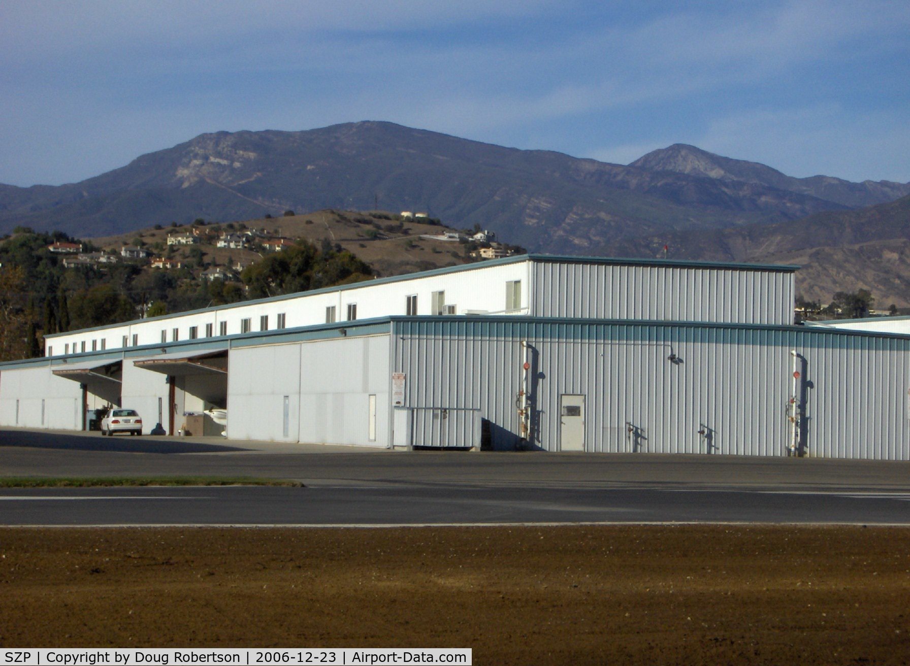 Santa Paula Airport (SZP) - Newer Hangars, Topa Topa Mnts. in background-6,244 feet, Hines Peak 6,704 feet elevation