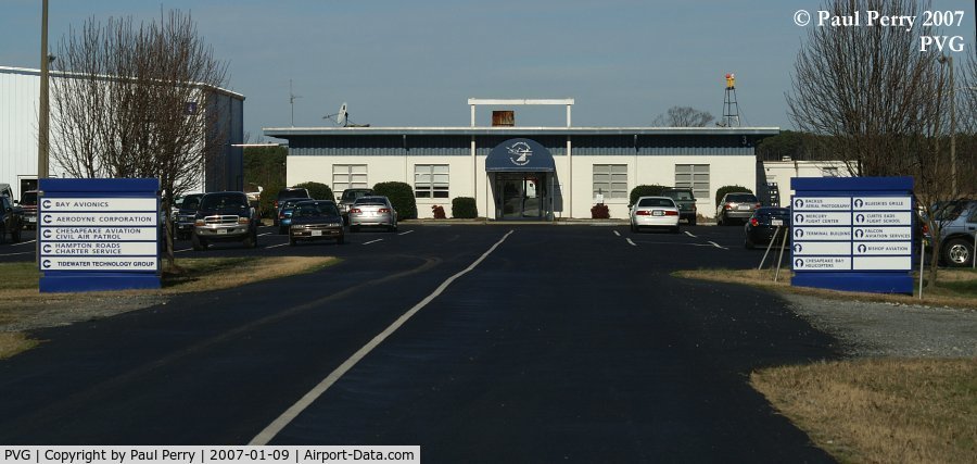 Hampton Roads Executive Airport (PVG) - The Terminal/Admin seen as you approach from the road
