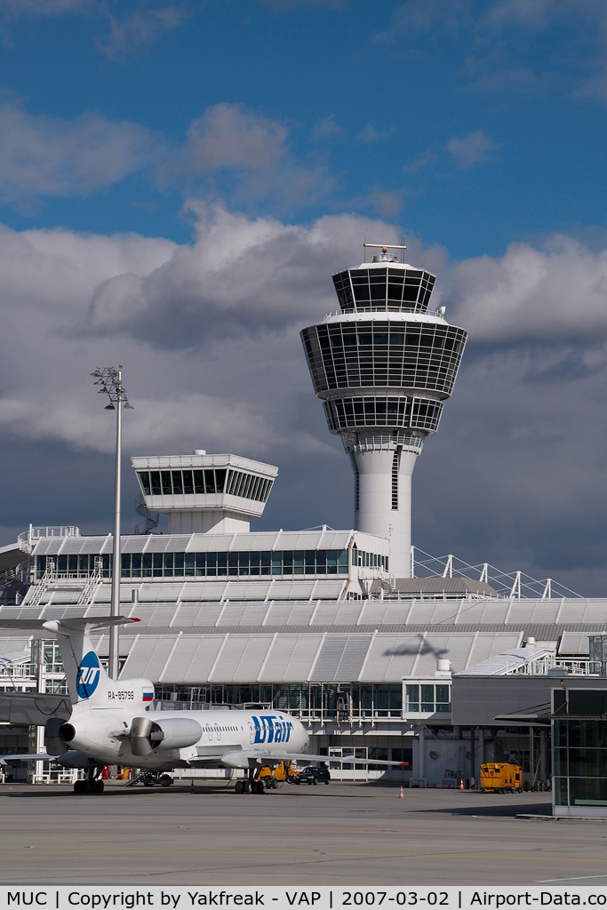 Munich International Airport (Franz Josef Strauß International Airport), Munich Germany (MUC) - Tower and UT Air Tupolev 154