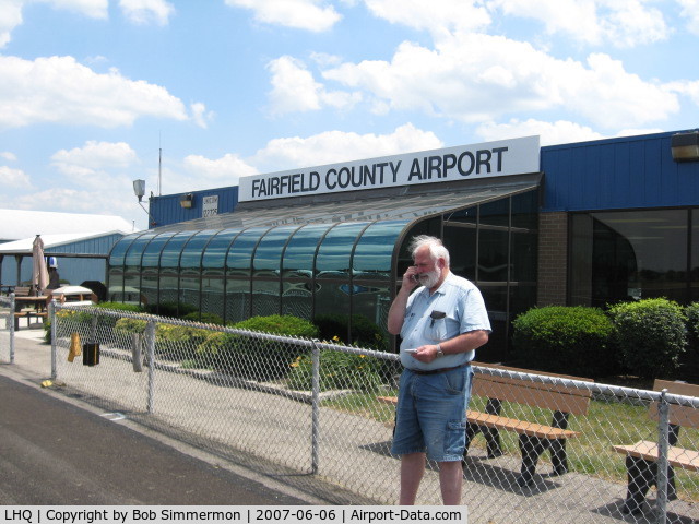 Fairfield County Airport (LHQ) - My copilot, Don.  Don't stare at his legs.  Very nice facility.