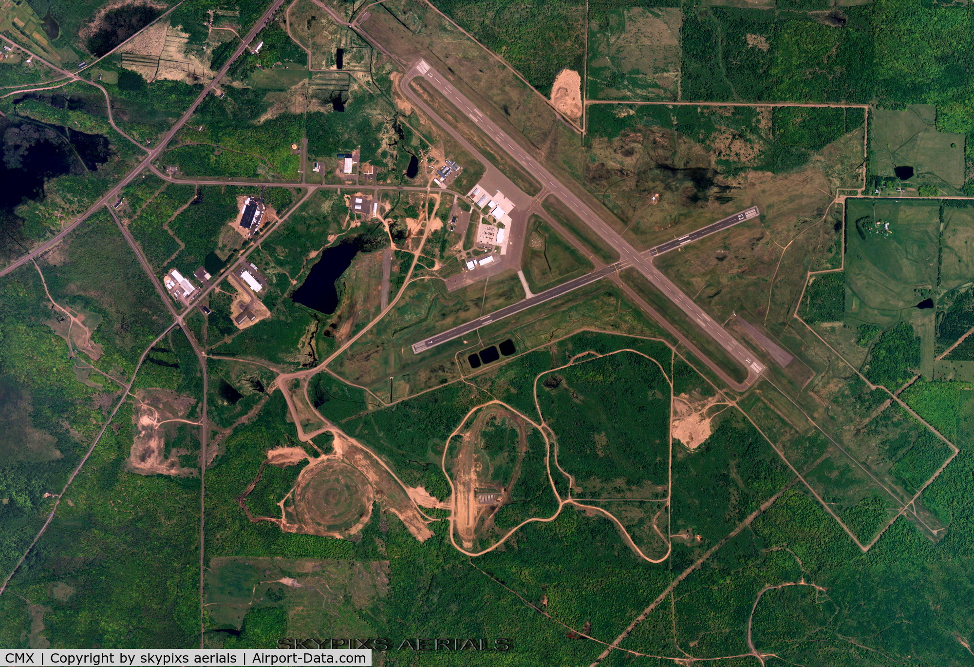 Houghton County Memorial Airport (CMX) - Vertical aerial of cmx airport -