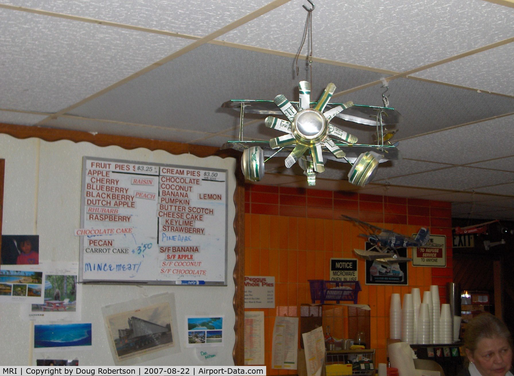 Merrill Field Airport (MRI) - Peggy's Airport Restaurant. Beer can biplane