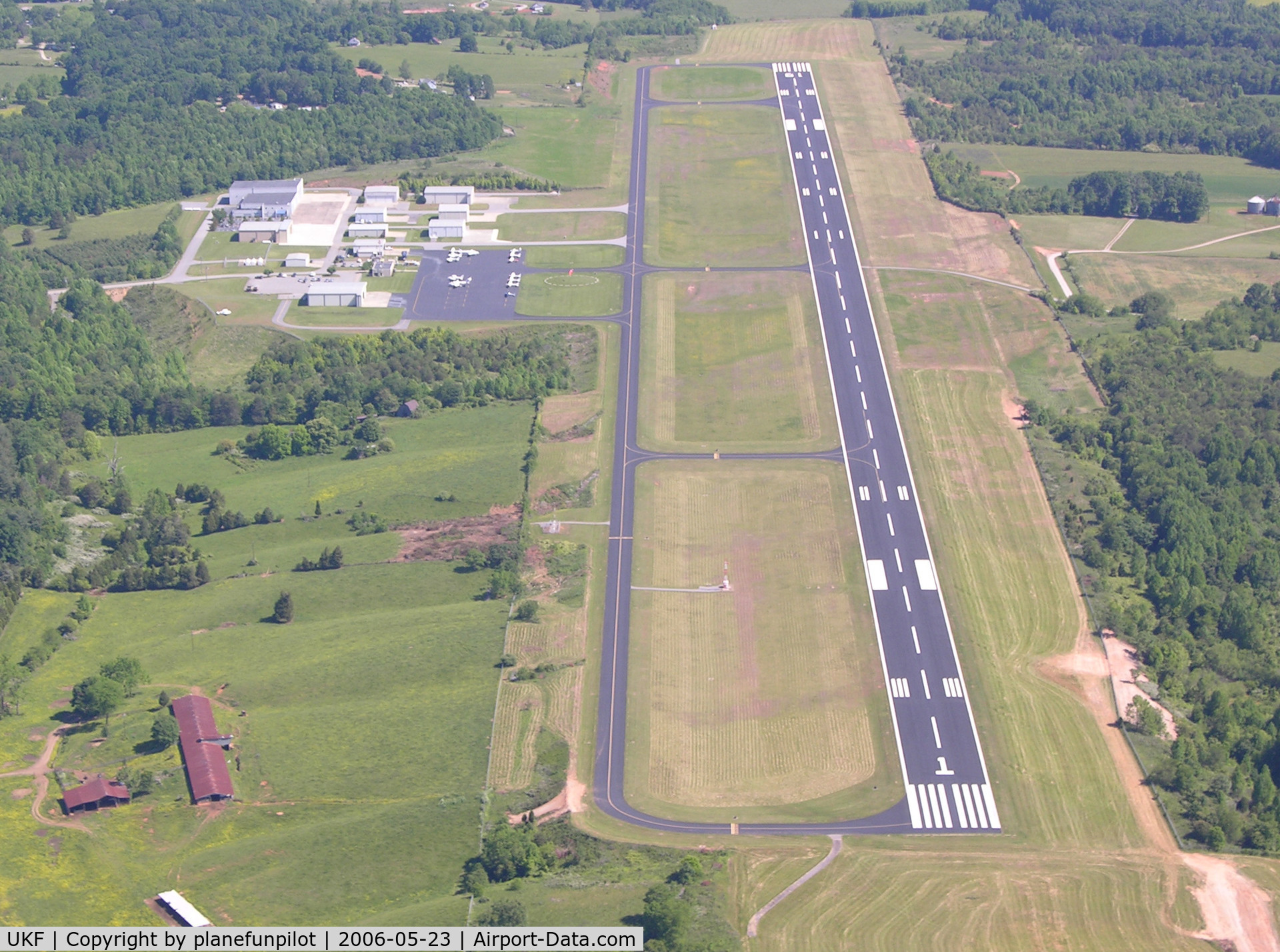Wilkes County Airport (UKF) - Aerial view of UKF looking from south