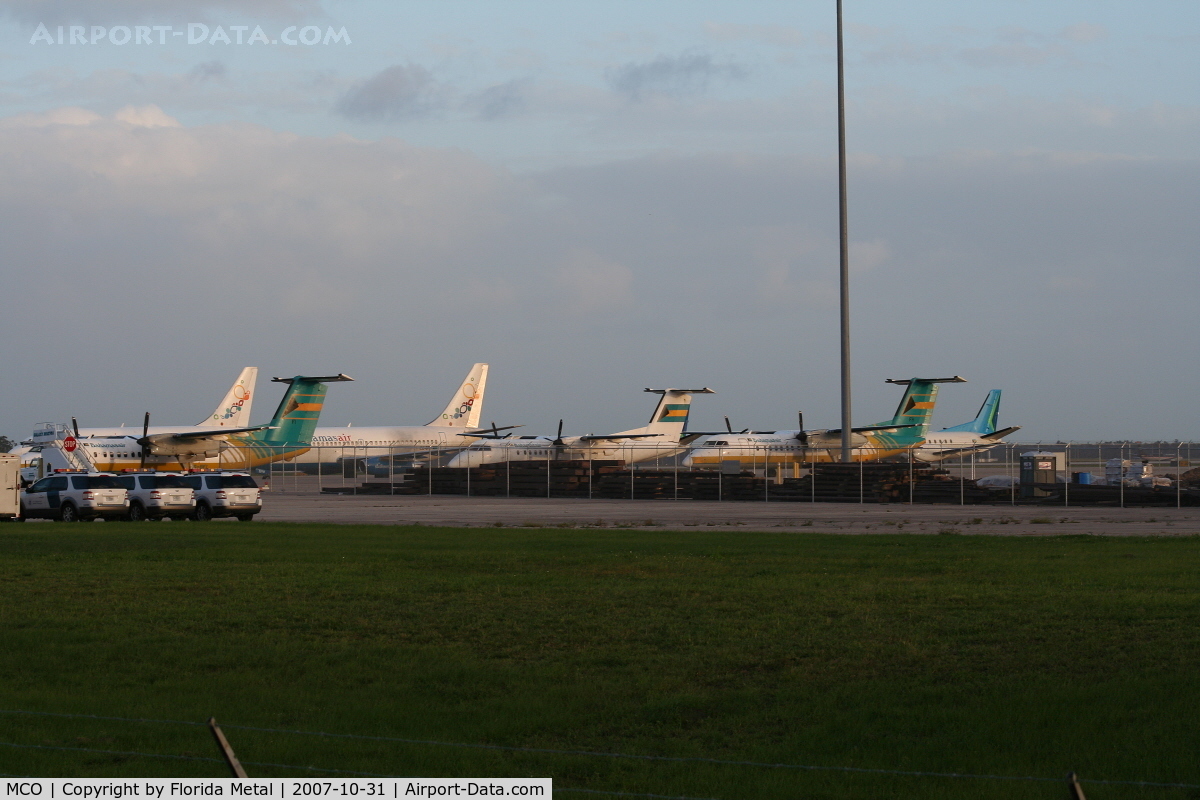 Orlando International Airport (MCO) - Bahamasair fleet parked at MCO during Hurricane Noel