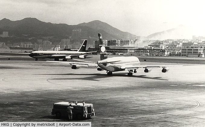 Hong Kong International Airport, Hong Kong Hong Kong (HKG) - BOAC B707 and Cathay Pacific CV880,HKG Kai Tak .March 1967.