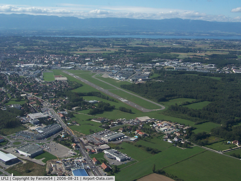 Annemasse Airport, Annemasse France (LFLI) - We can see the Geneva Lake