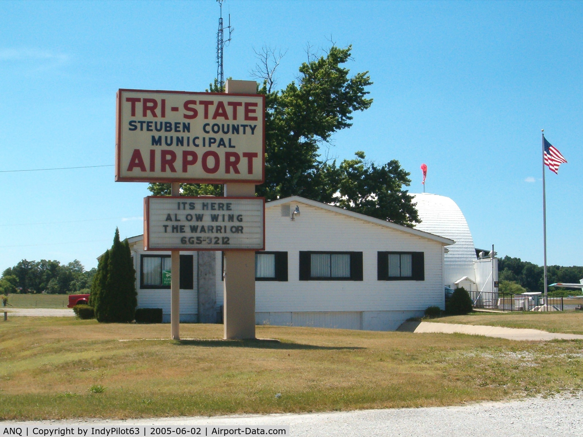 Tri-state Steuben County Airport (ANQ) - FBO with sign