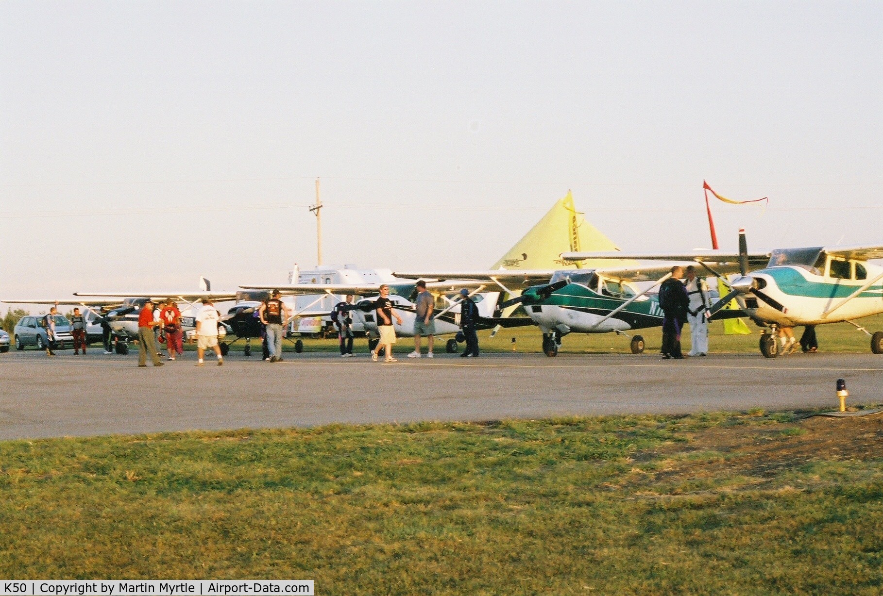 Cook Airfield Airport (K50) - 5 C182s prepairing to haul skydivers off of K50