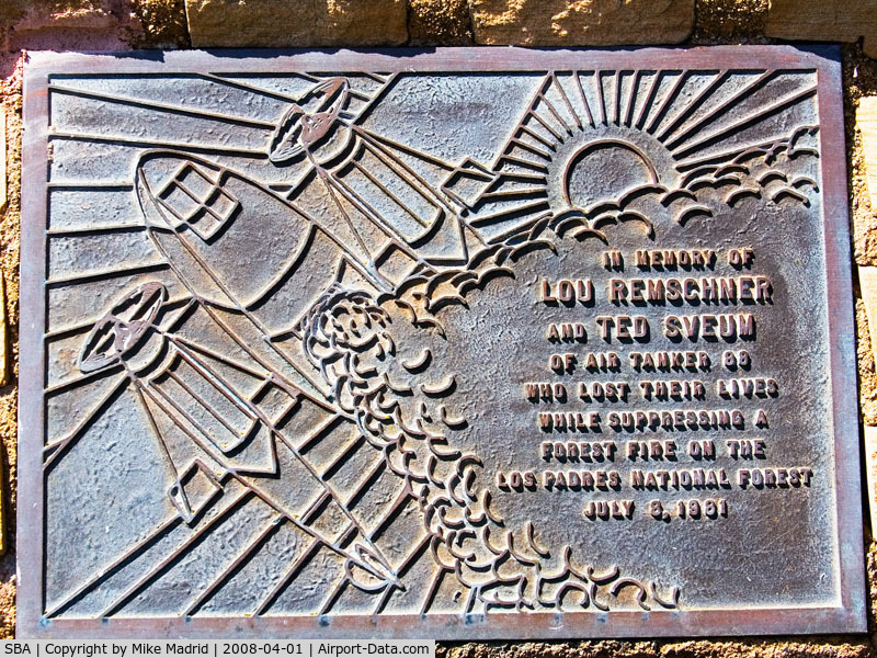 Santa Barbara Municipal Airport (SBA) - Fire Station memorial plaque 