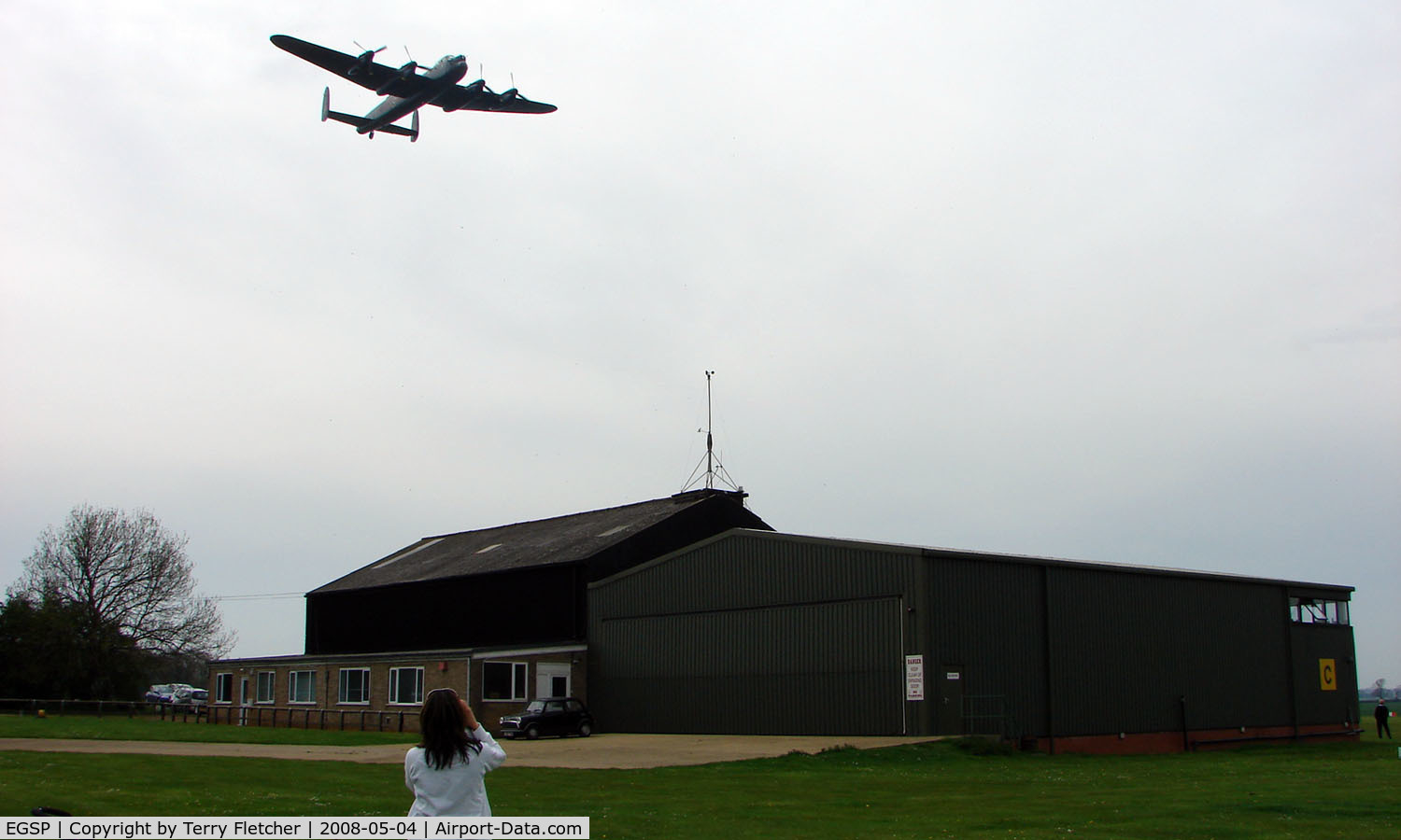 Peterborough/Sibson Airport, Peterborough, England United Kingdom (EGSP) - Lancaster Bomber does a low flypast at Peterborough Sibson after displaying at the nearby East of England Showground