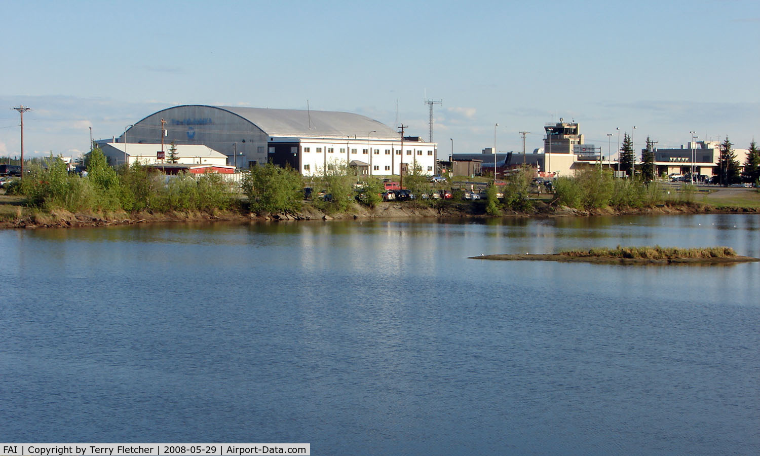 Fairbanks International Airport (FAI) - A view towards the Control Tower and Maintenance Hangars on Fairbanks West side