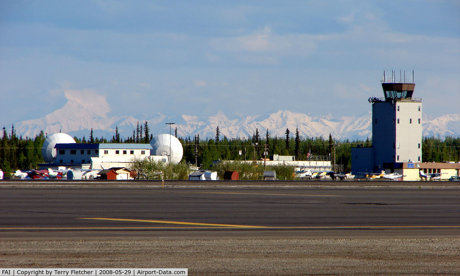 Fairbanks International Airport (FAI) - The view across Fairbanks East Ramp set against a beautiful backdrop