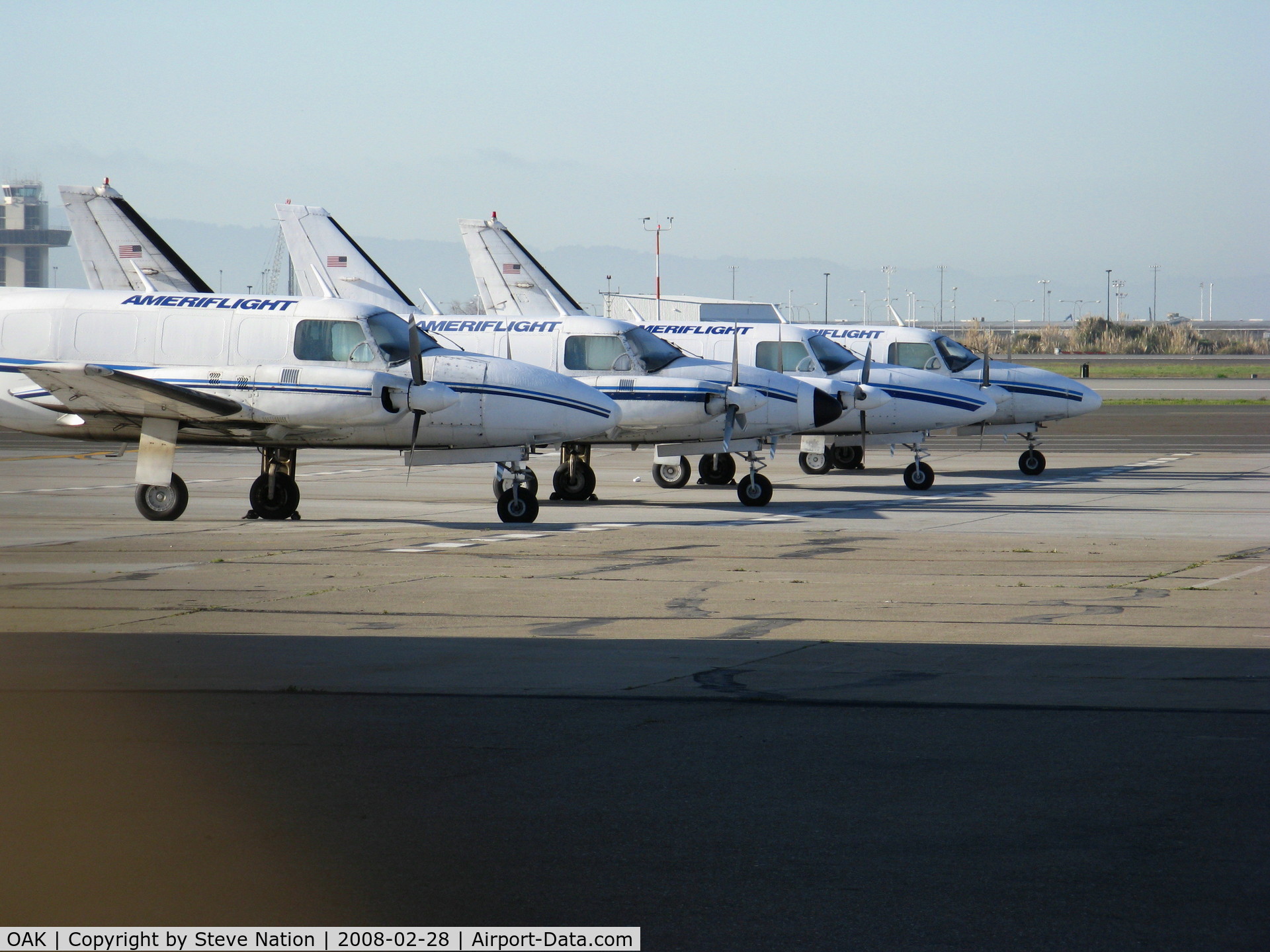 Metropolitan Oakland International Airport (OAK) - Ameriflight PA-31-350 Navajo freighters at their home base