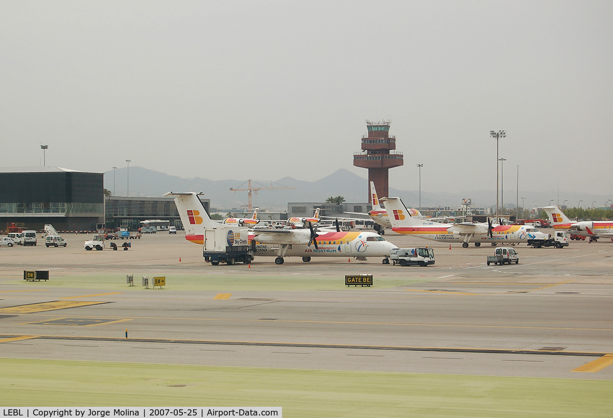 Barcelona International Airport, Barcelona Spain (LEBL) - Platform, behind old tower.