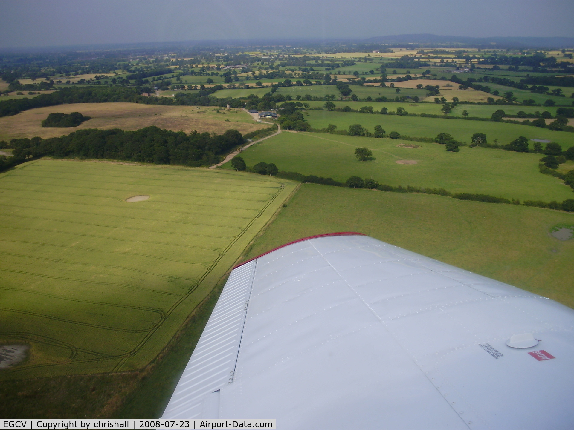 Sleap Airfield Airport, Shrewsbury, England United Kingdom (EGCV) - banking left just after take-off