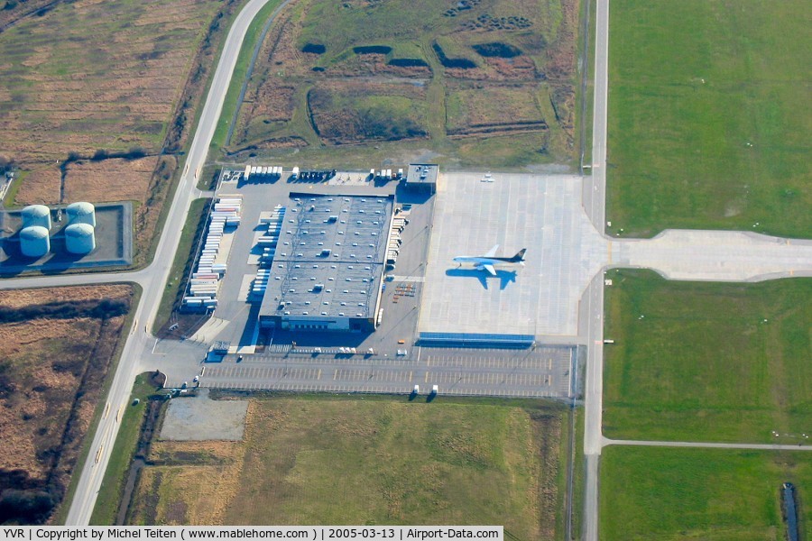 Vancouver International Airport, Vancouver, British Columbia Canada (YVR) - UPS parking seen from a Harbour Air DHC-3 bound to Victoria