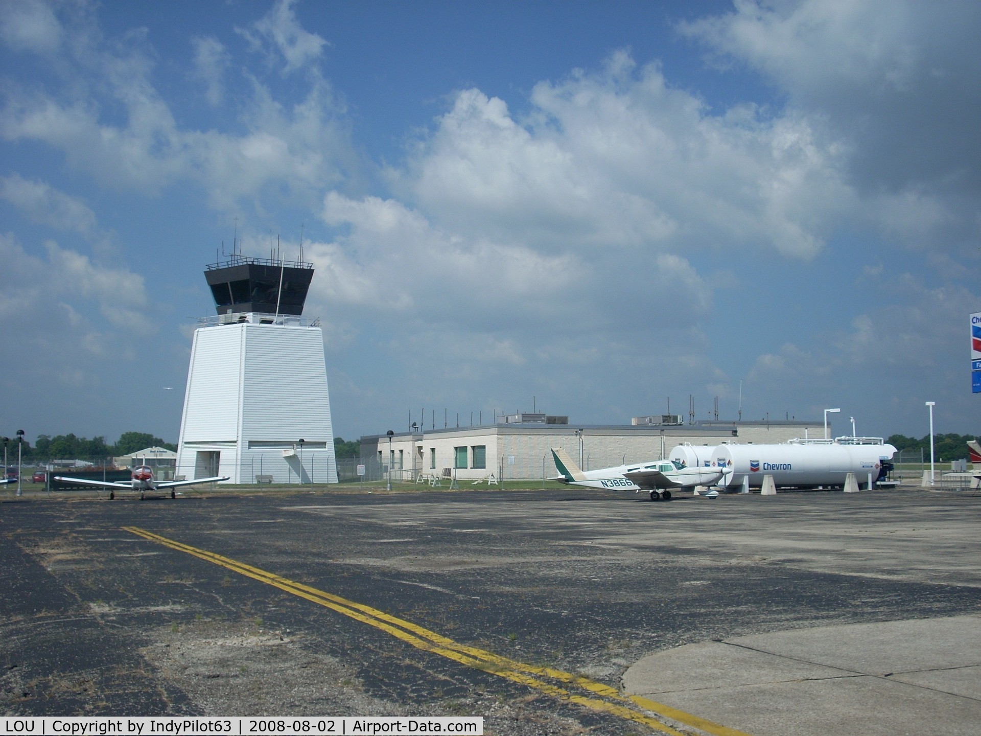 Bowman Field Airport (LOU) - White tower - almost identical in shape to Joe Foss Field in Sioux Falls, SD.