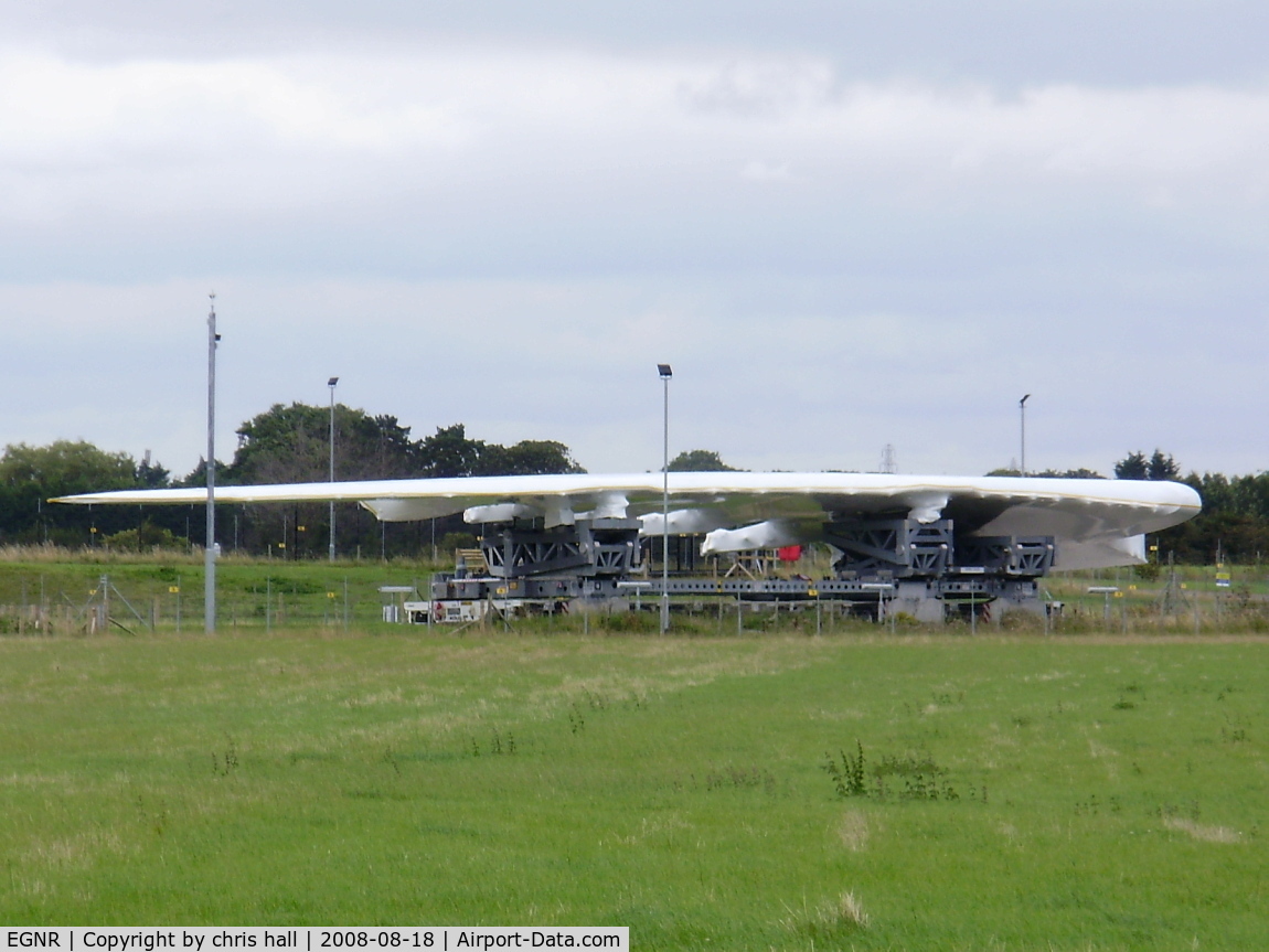 Hawarden Airport, Chester, England United Kingdom (EGNR) - A380 wing waiting to be loaded onto a barge for the trip down the River Dee