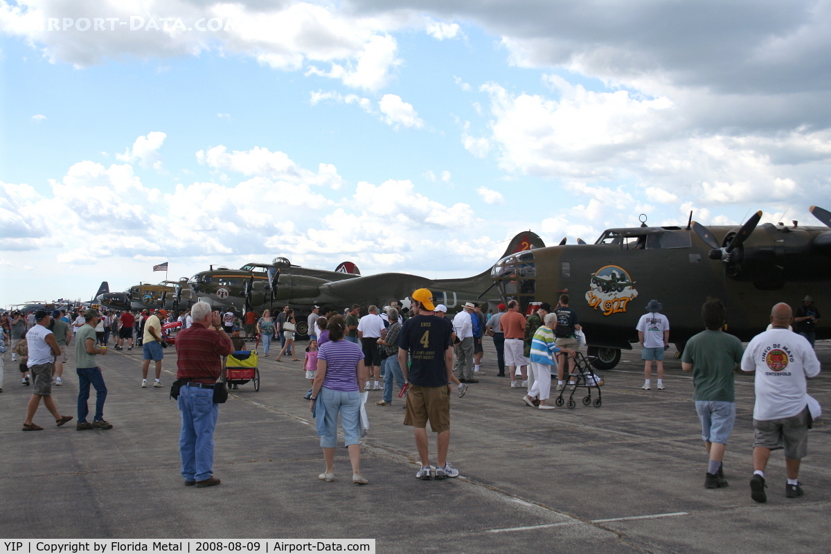 Willow Run Airport (YIP) - B-17 and B-24 line up at Thunder Over Michigan