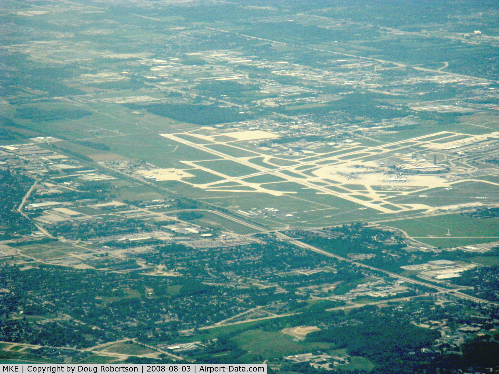 General Mitchell International Airport (MKE) - General Mitchell Int'l Milwaukee, WI. looking southwest from 9,500' MSL in N2111Q