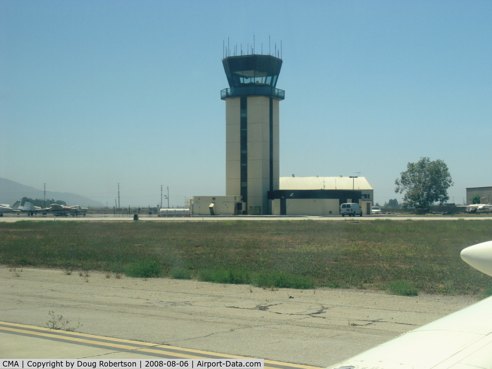 Camarillo Airport (CMA) - Air Traffic Control Tower, from taxiway in N2111Q arriving home base