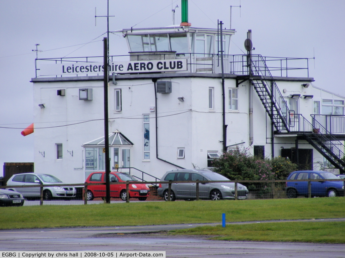 Leicester Airport, Leicester, England United Kingdom (EGBG) - The Tower and club house at the Leicestershire Aero Club.