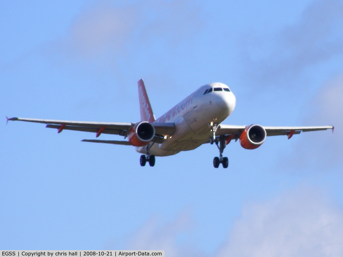 London Stansted Airport, London, England United Kingdom (EGSS) - Easyjet A319 on finals to Stansted