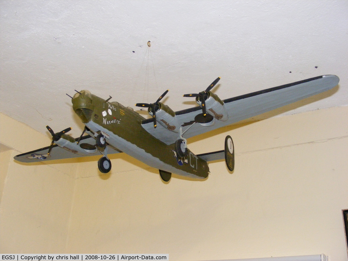 Seething Airfield Airport, Norwich, England United Kingdom (EGSJ) - B-24 model in the Seething airfield Control Tower Museum
