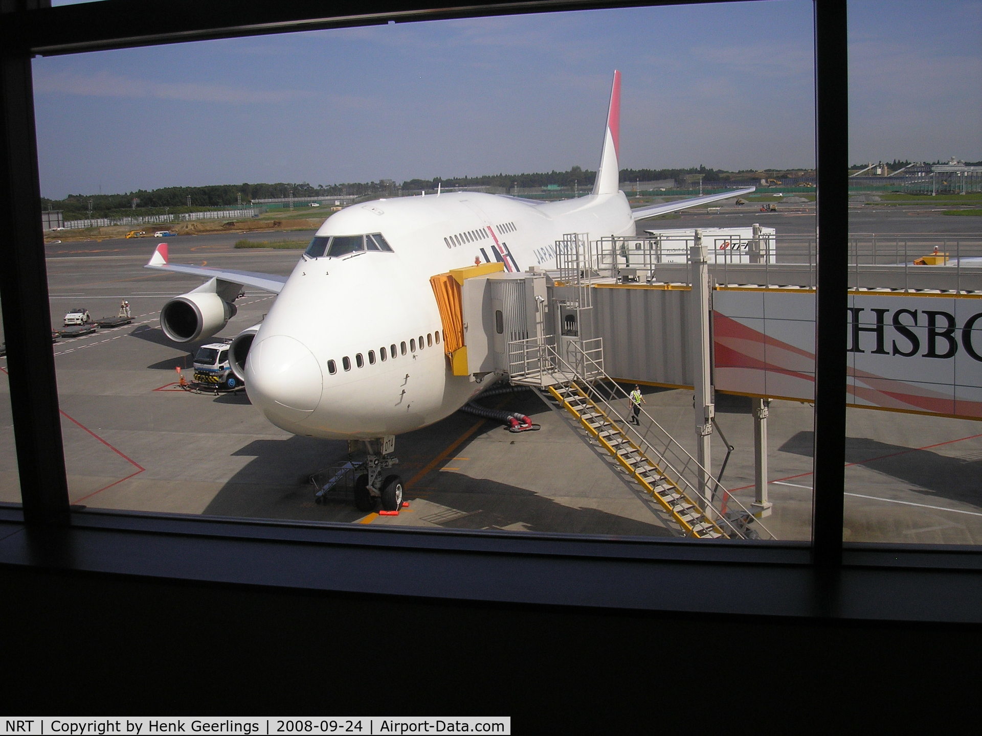 Narita International Airport (New Tokyo), Narita, Chiba Japan (NRT) - View from the gate. B747 ready for dep. to AMS