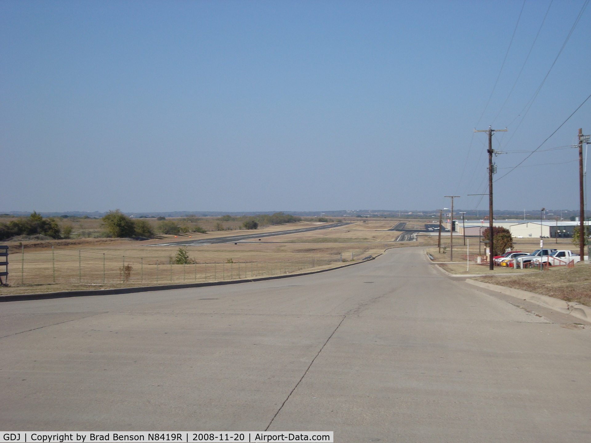 Granbury Regional Airport (GDJ) - Looking up Runway 32 from Howard Clemmons Rd on the South Side.