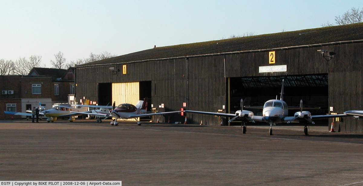 Fairoaks Airport, Chobham, England United Kingdom (EGTF) - TWO OF THE MAIN HANGERS