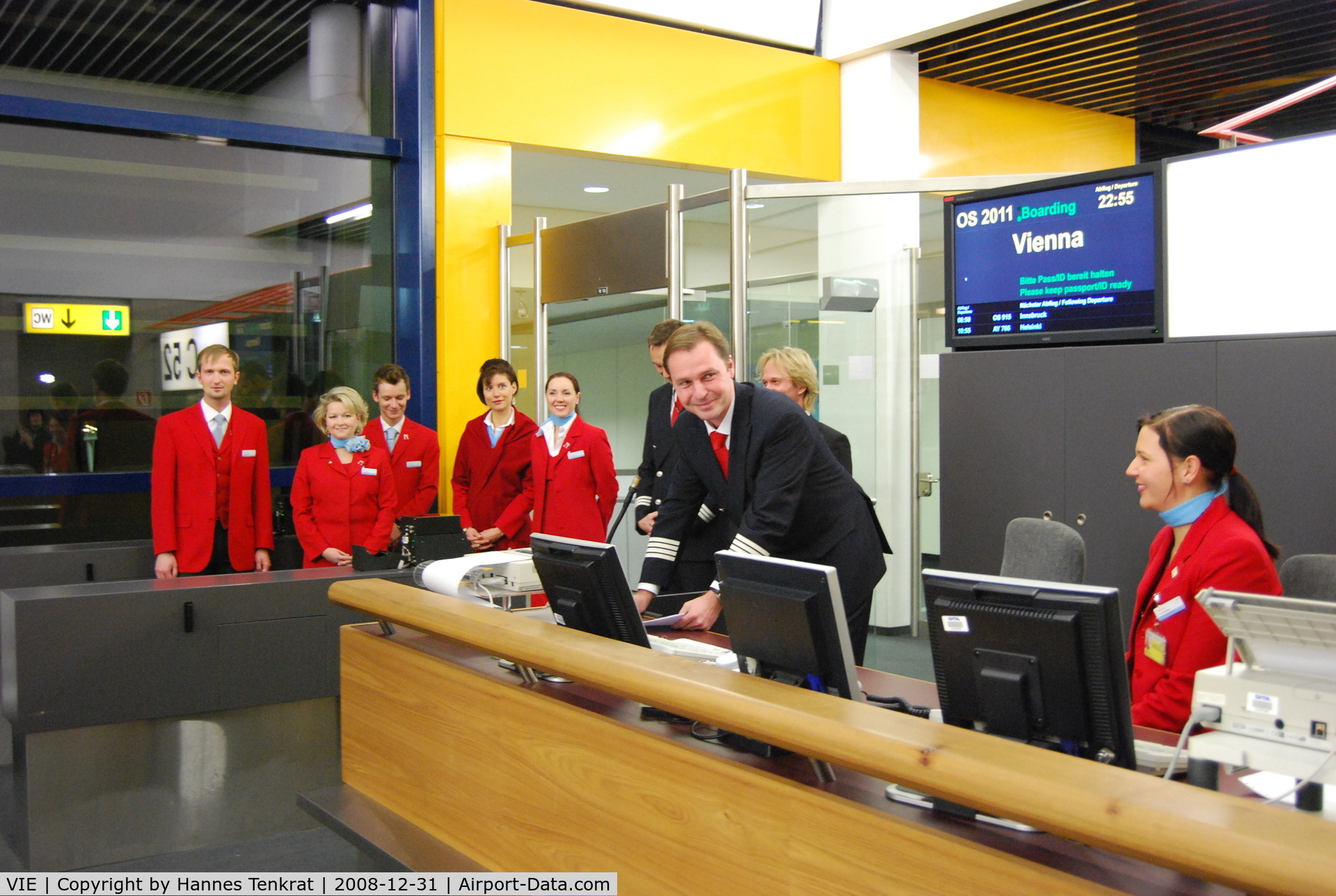 Vienna International Airport, Vienna Austria (VIE) - The whole crew of Austrian Airlines flight OS2011 and the 